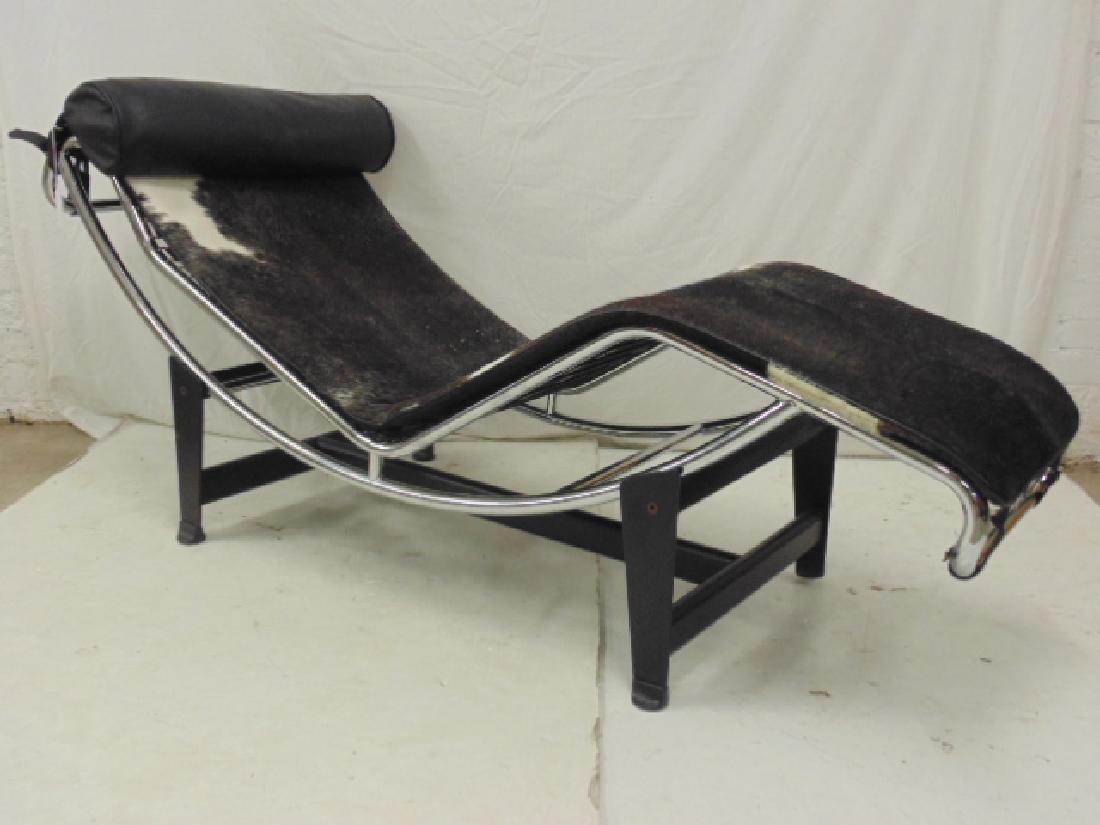 Le Corbusier pony hide covered chaise, chaise is 62" (1 of 6)