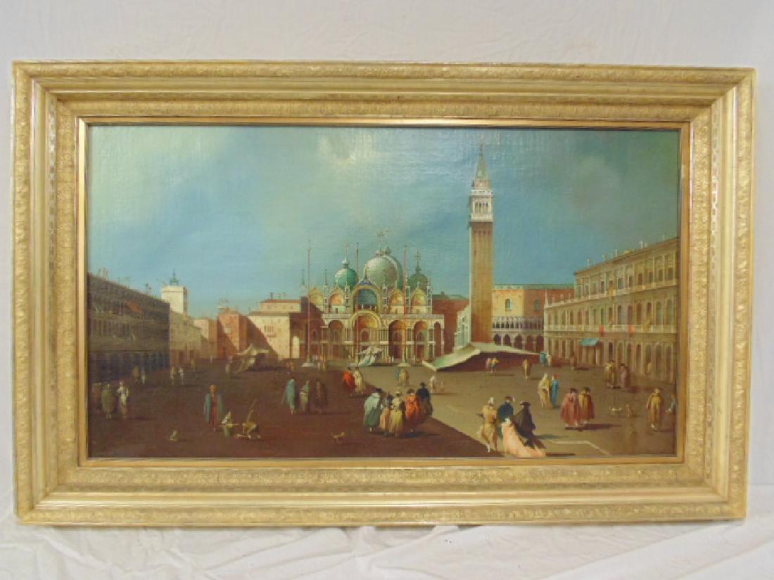 Painting, Venice Piazza San Marco, signed illegibly, (1 of 9)