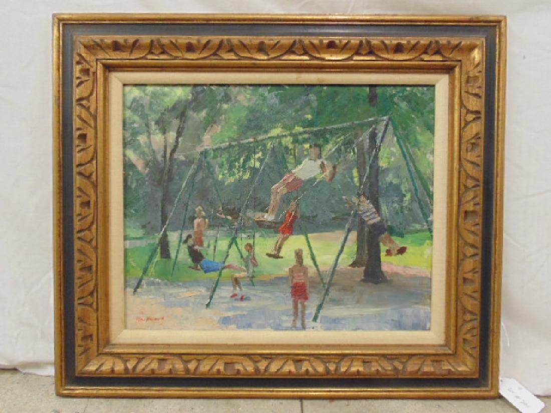 Painting, playground, Peter Hayward, oil on canvas (1 of 6)
