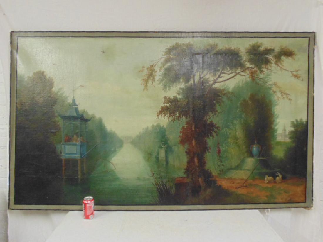 Painting, landscape garden scene with figures in tea (1 of 10)