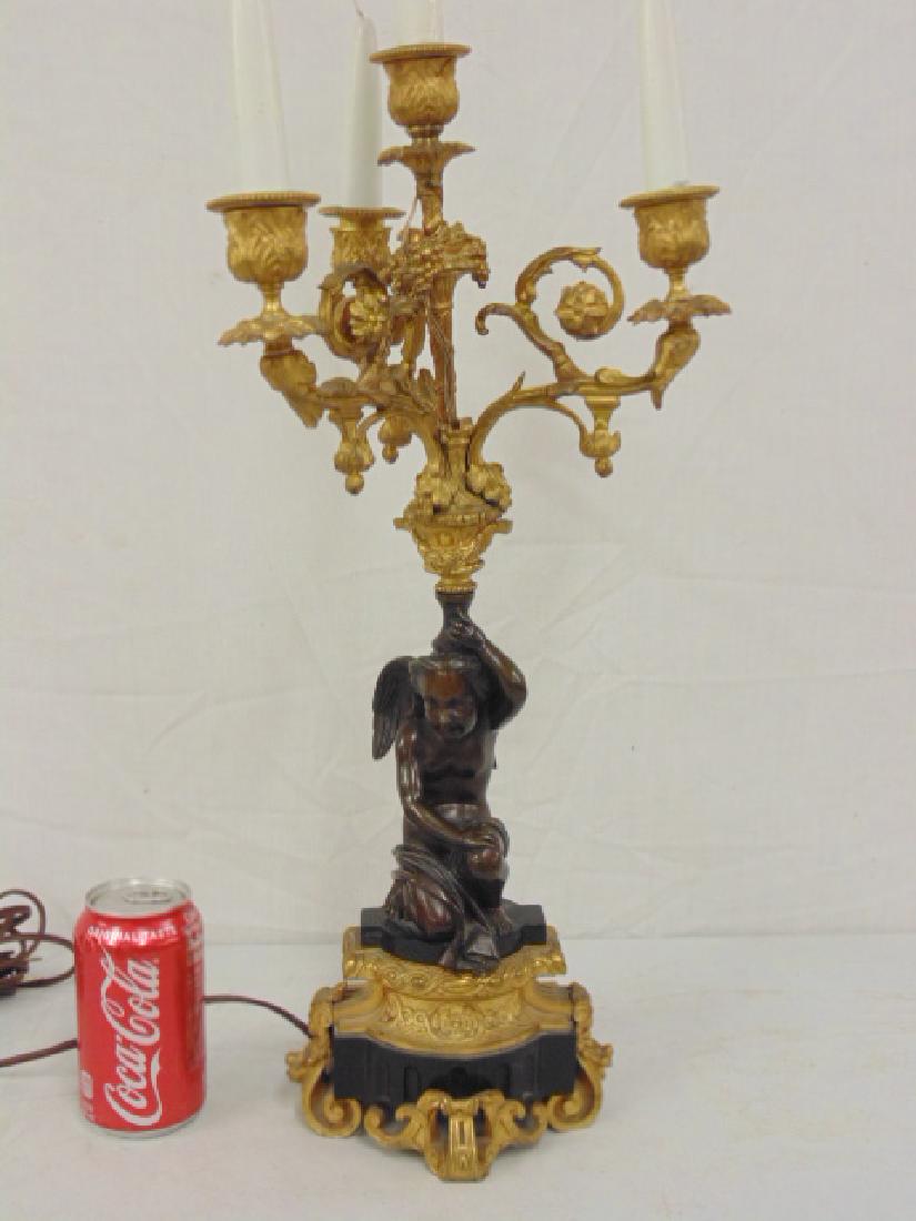 Bronze figural candelabra, winged angel base, tree (1 of 7)