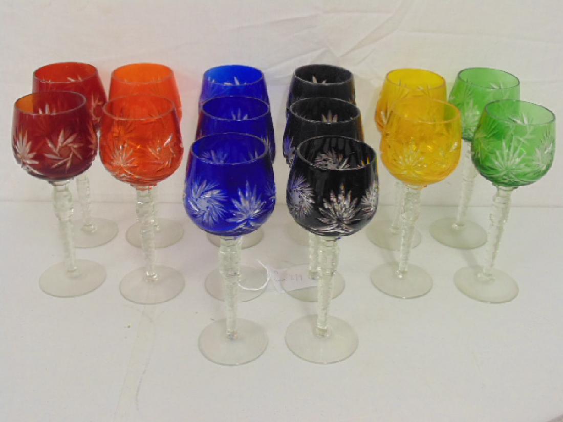 Set of 14 Bohemian cut glass stems, goblet style, in (1 of 5)