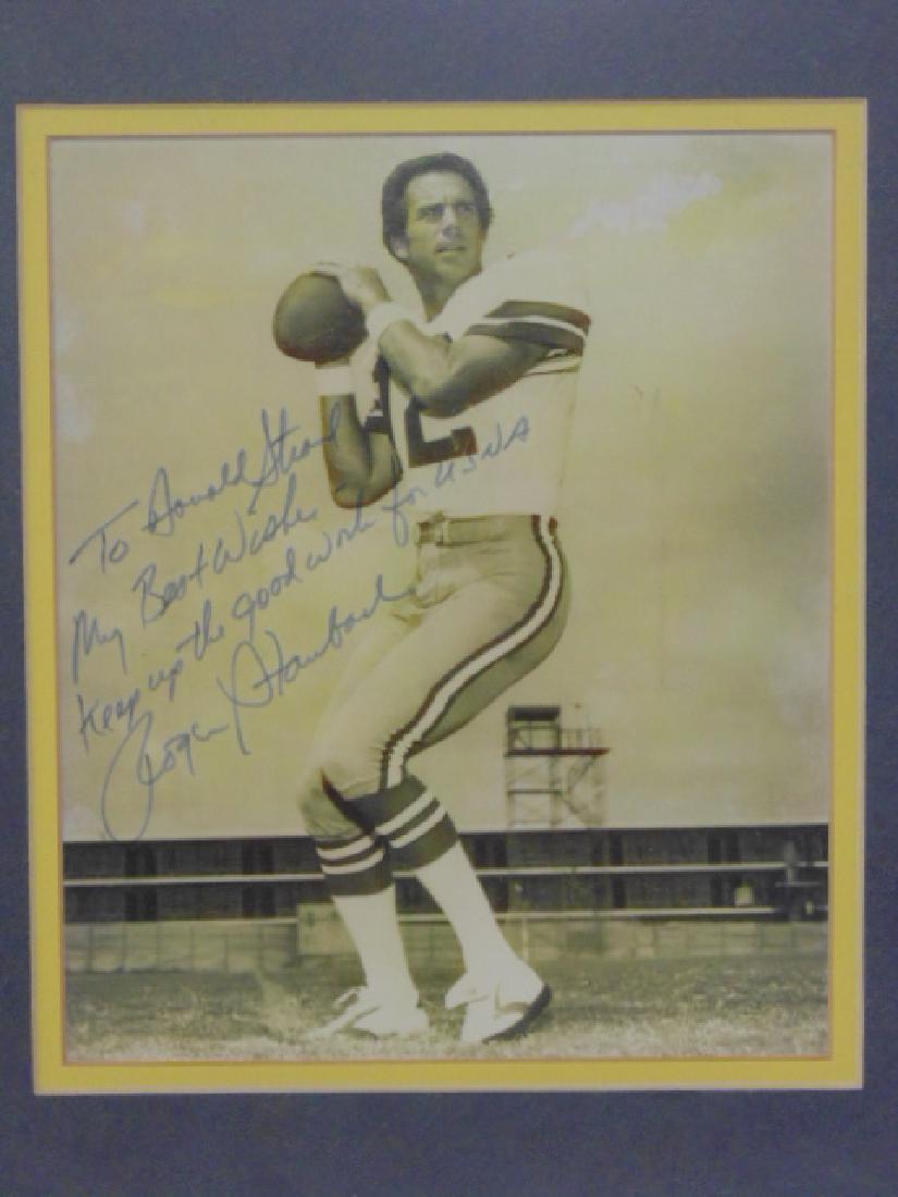 Signed Roger Staubach photograph, football player,: Signed Roger Staubach photograph, football player, Dallas Cowboys label on back "To Donald F. Strand Captain USNR-R U.S Naval Academy