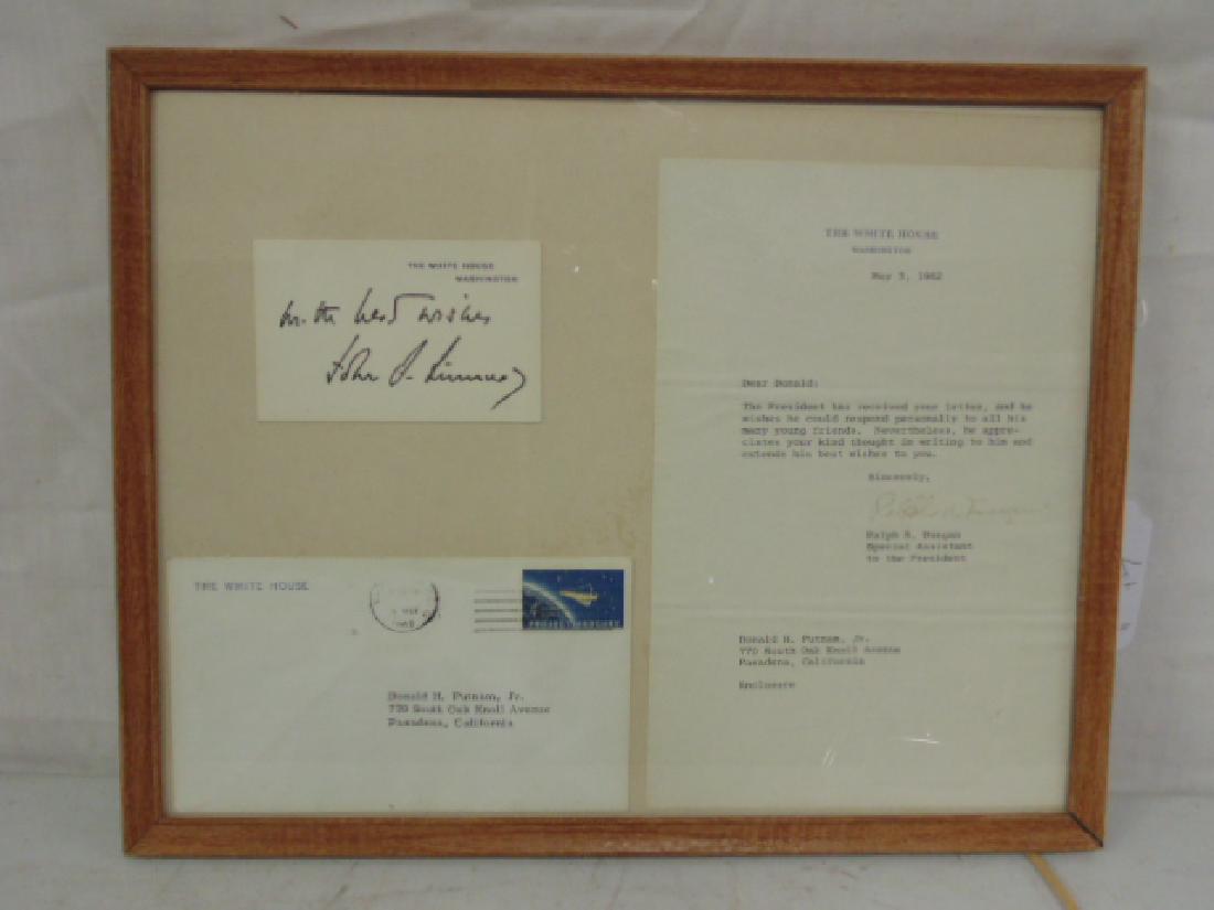 Signed card, John F. Kennedy, with letter signed by (1 of 5)
