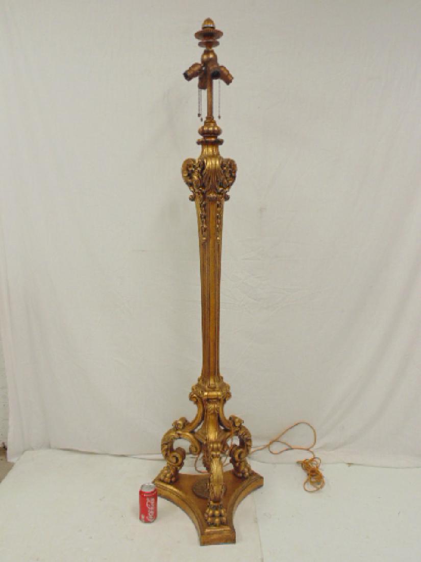 Gilt Italian terra cotta floor lamp, 67.25" tall, no (1 of 7)