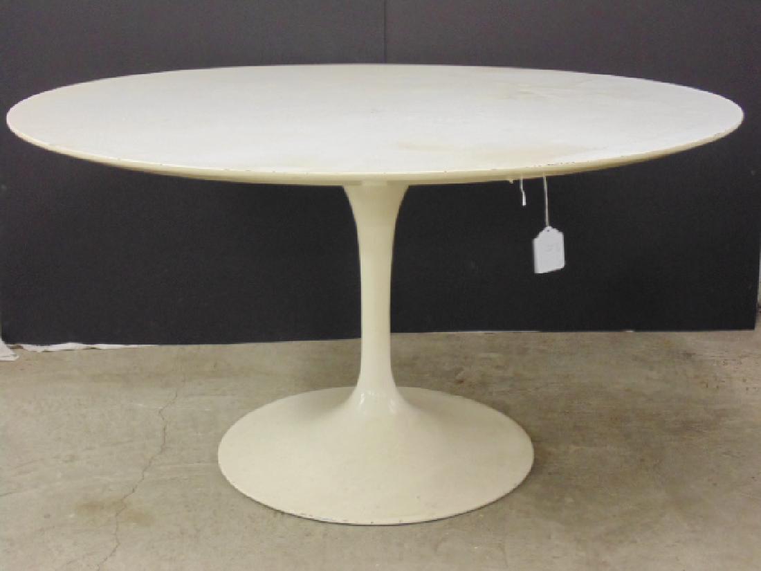 Knoll round Tulip dining table, white top on white iron (1 of 5)