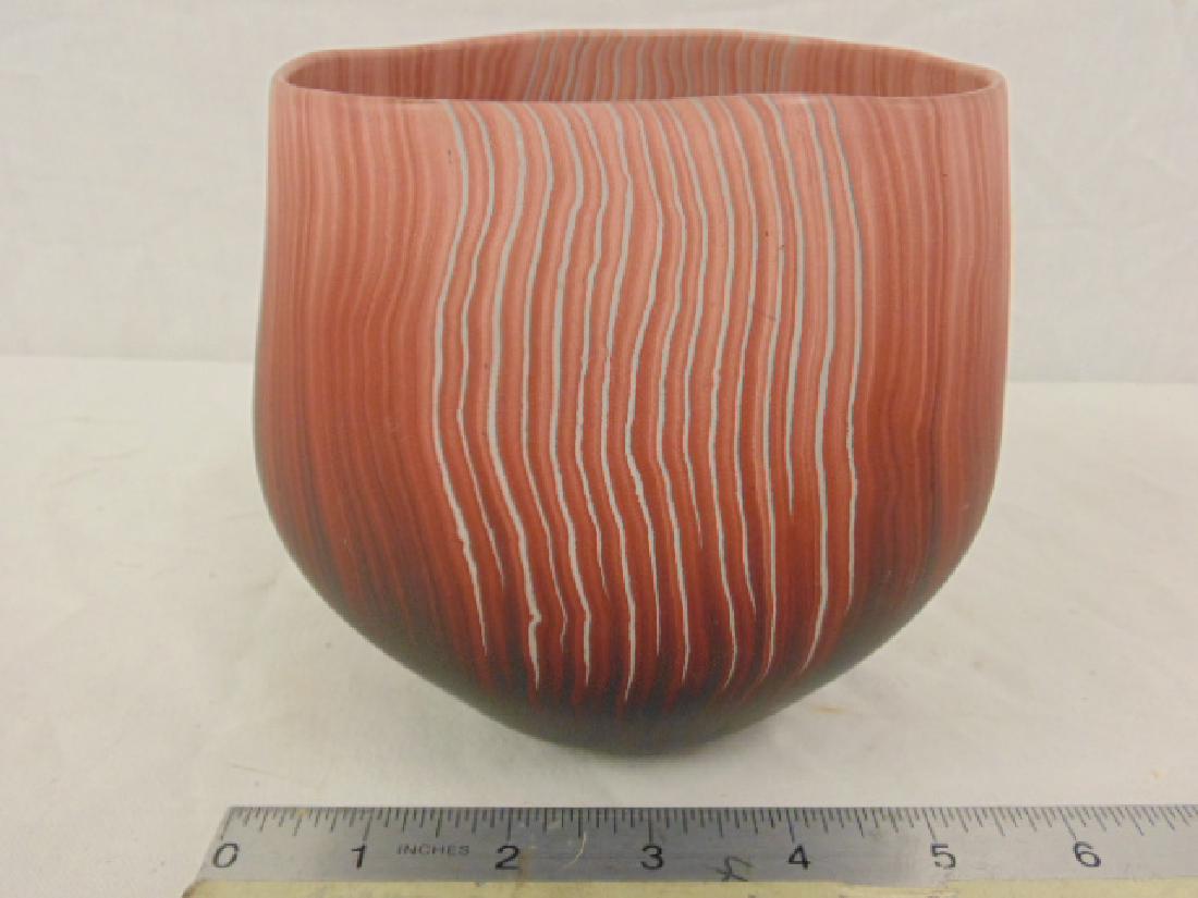 Thomas Hoadley free form pottery vase, Striped brown (1 of 6)