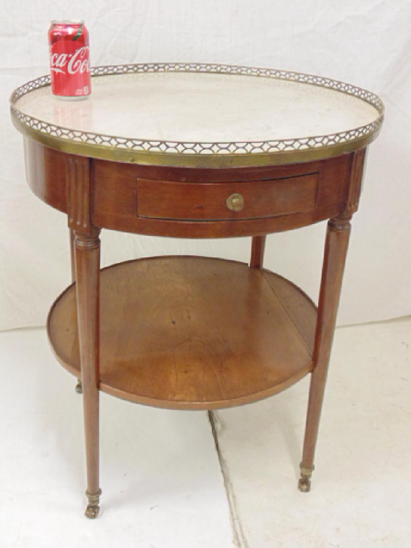 Antique round marble top side table with brass gallery (1 of 5)