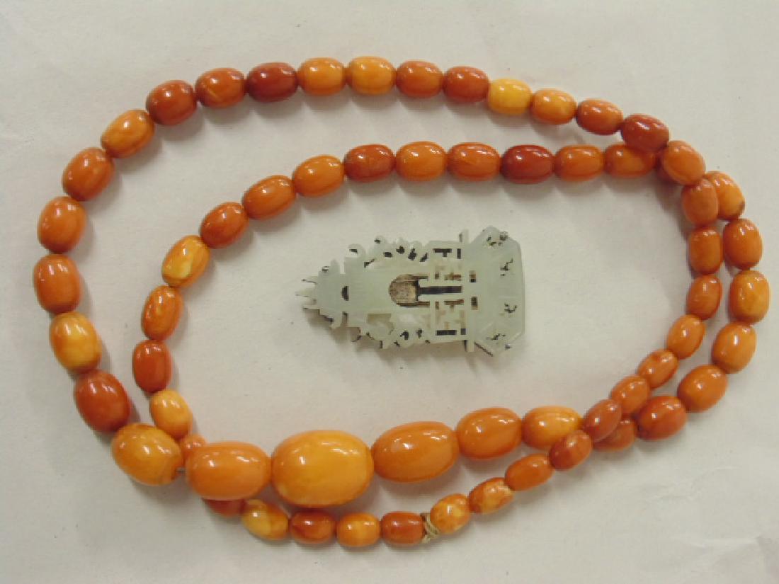 Amber necklace & Jade pin, necklace is 13.25", Jade (1 of 5)