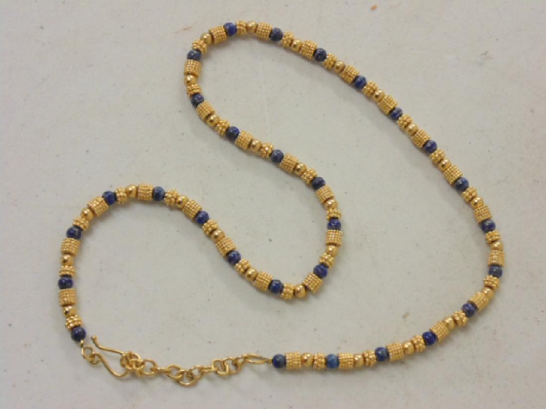 18k gold & lapis Lazuli necklace (not stamped, tested (1 of 3)
