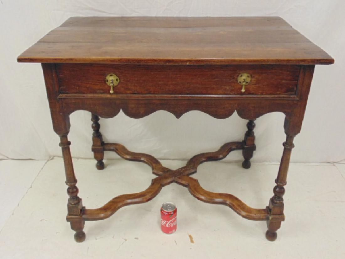 English William & Mary stretcher base single drawer (1 of 5)