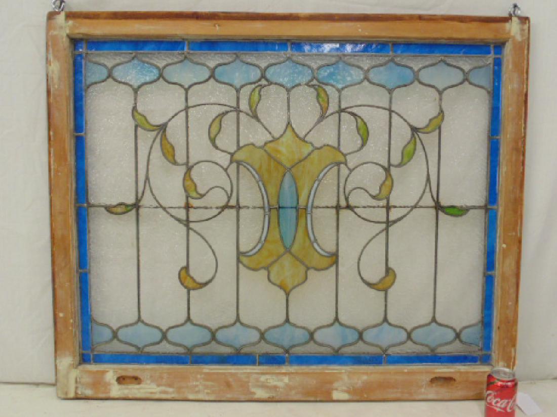 Leaded window, slag glass center pattern with light (1 of 4)