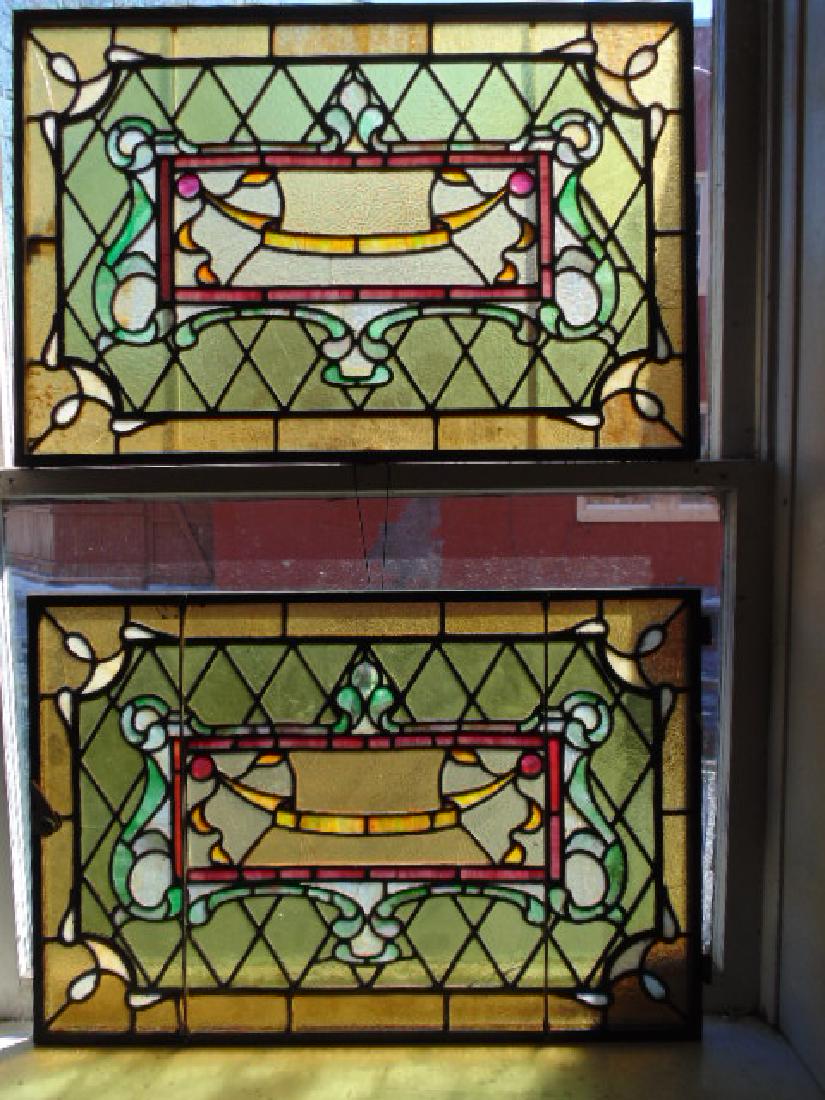 2 leaded windows in iron frames, 19.5" by 29" each, (1 of 6)