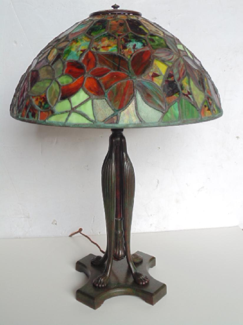 Tiffany style table lamp, leaded shade with fall (1 of 9)