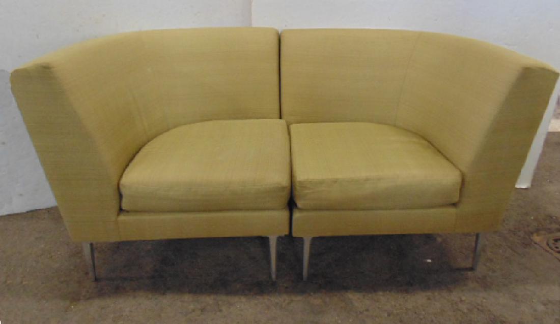 Sectional 80's loveseat, 2 corner units, lime green (1 of 5)