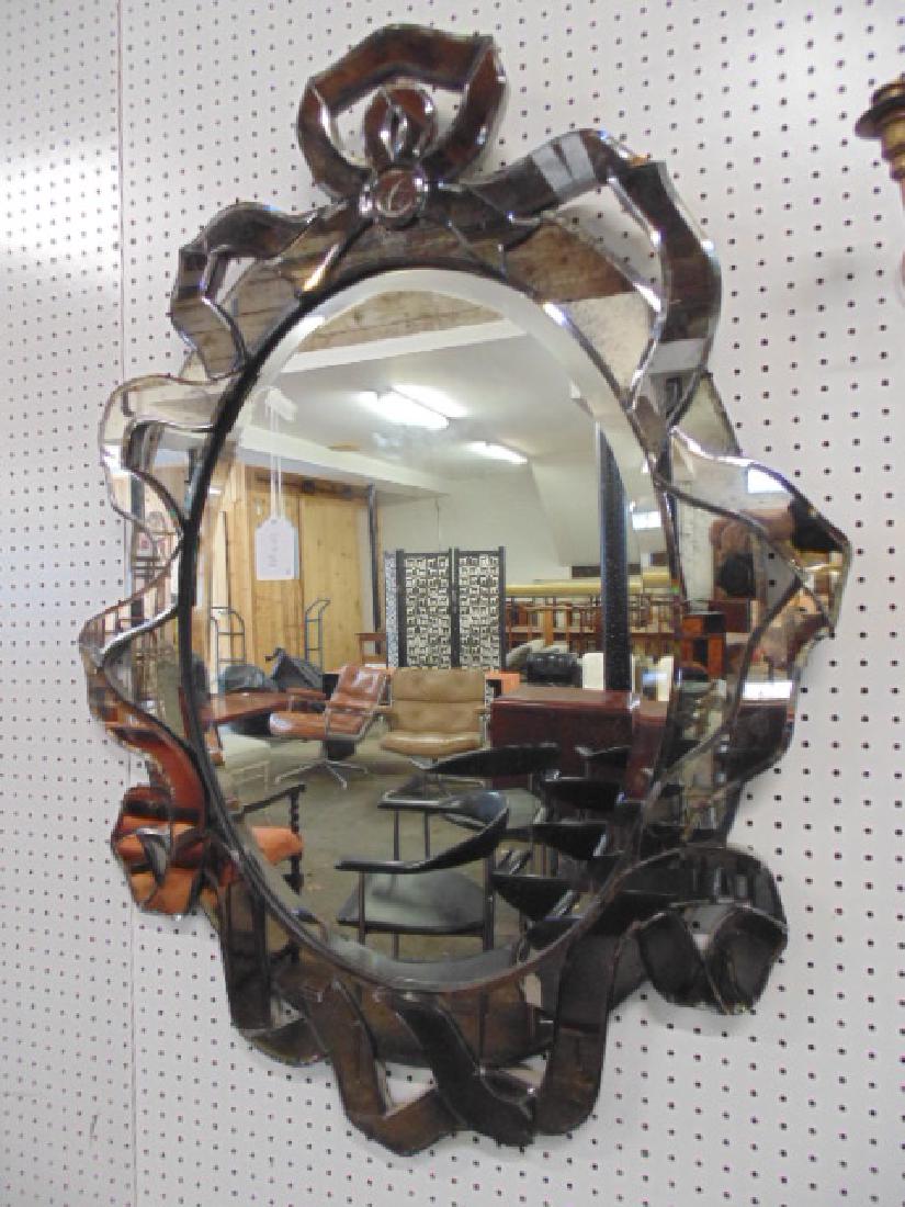 Decorative Venetian smoky glass mirror with glass (1 of 6)