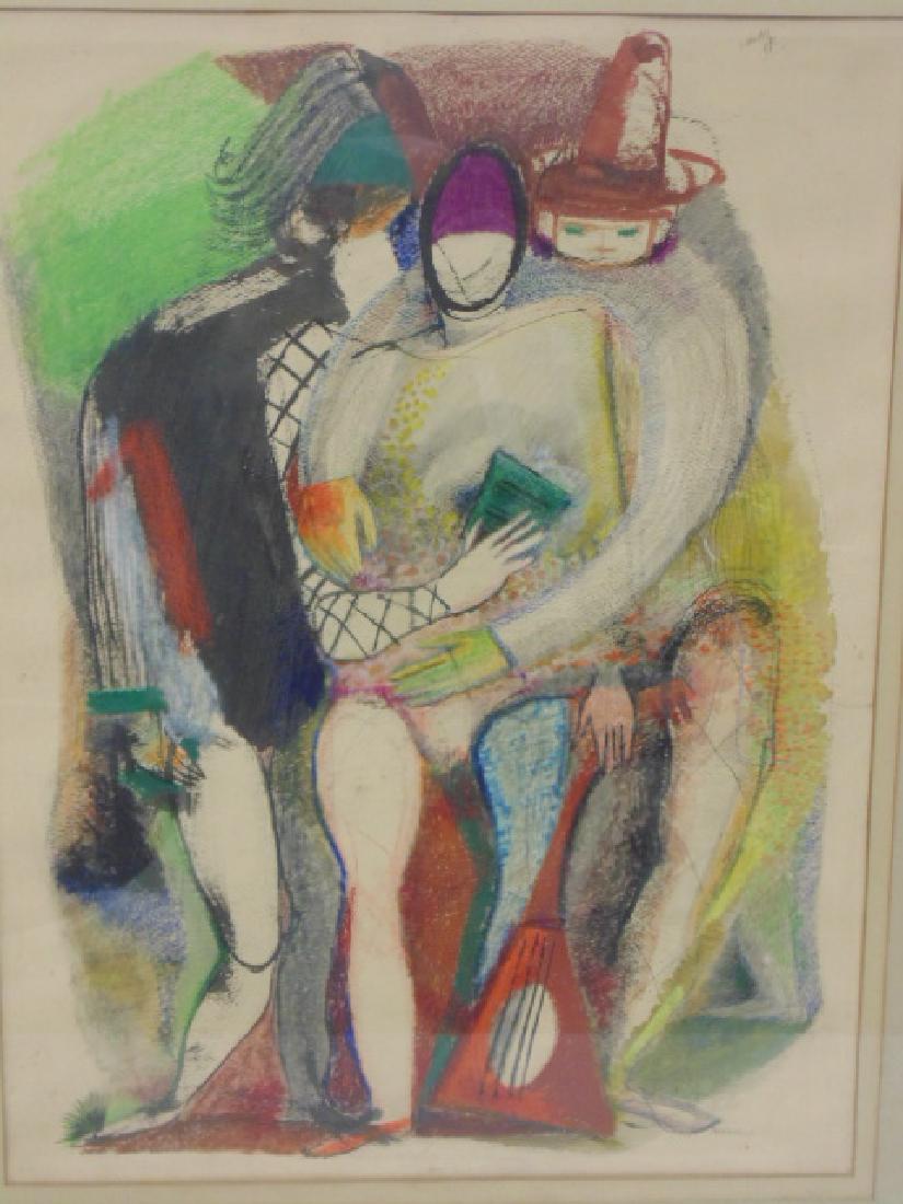 Painting, figures, signed Riva, watercolor on paper (1 of 7)