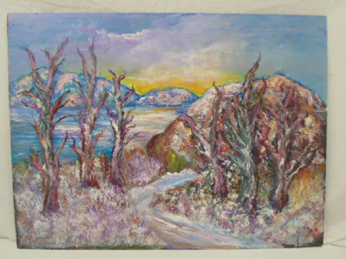 Painting, "Croton on Hudson", Milton Lunin, landscape (1 of 4)