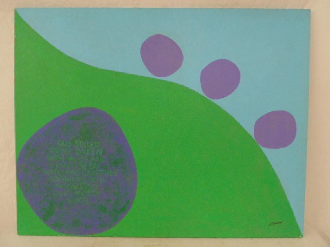 Painting, Edward Carini, "Sad Stilled Stone Green", Pop: Painting, Edward Carini, "Sad Stilled Stone Green", Pop art by Edward Carini, "Artist, Designer, Lyricist & Inventor", canvas size is 33" by 42"