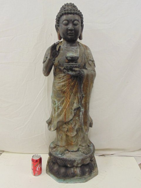 Buddha figure, bronze & iron, fine gilt decoration (1 of 9)
