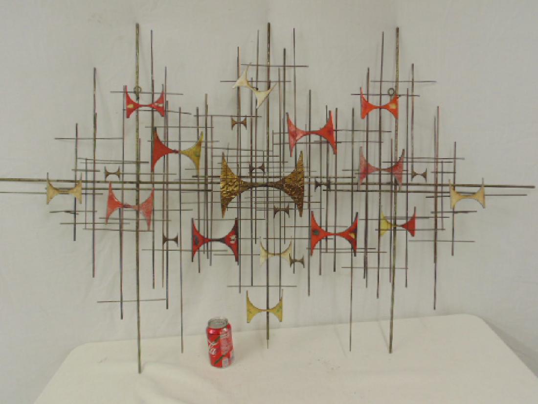 Curtis Jere sculpture, steel construction with enamel: Curtis Jere sculpture, steel construction with enamel bow ties, some attachments are loose, sculpture is 57" by 36", did not find the signature