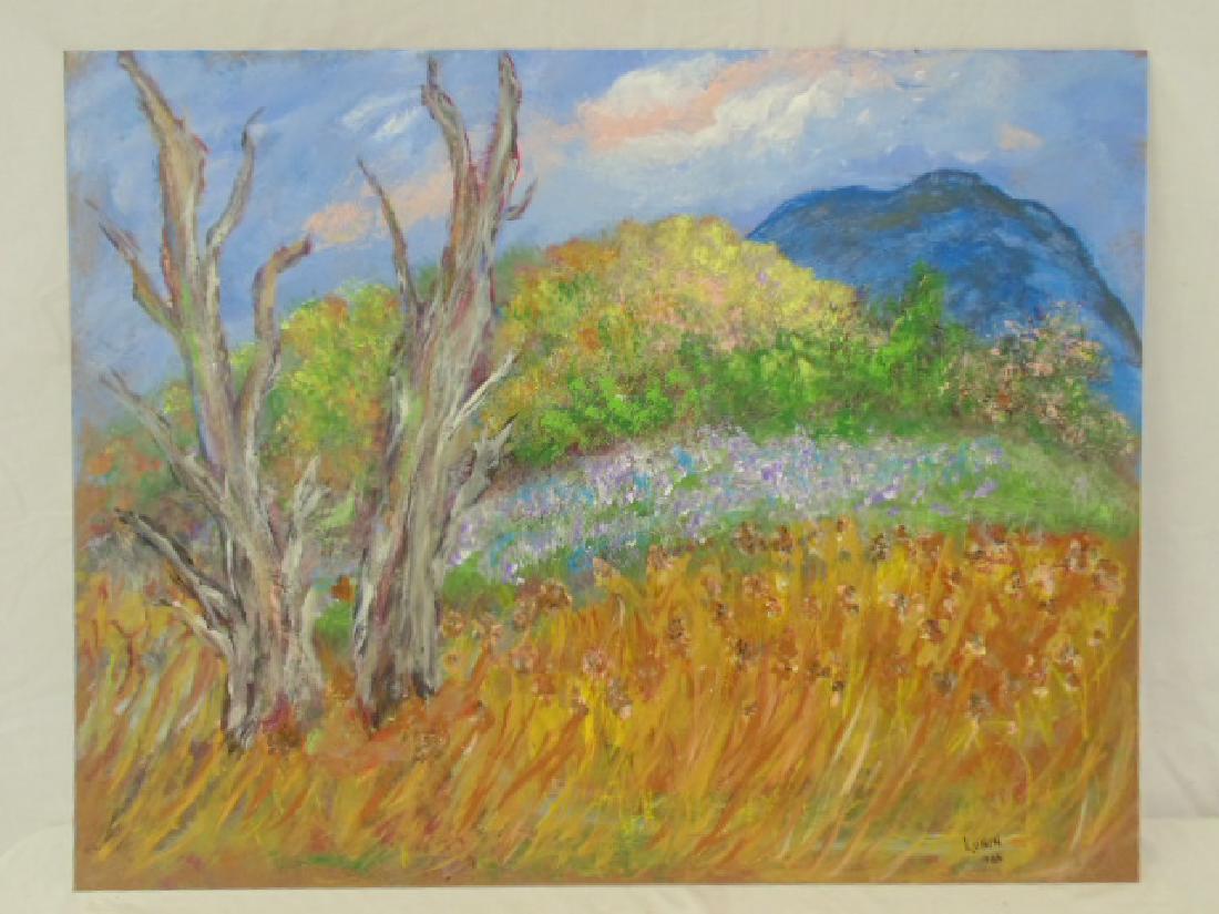 Painting, landscape, Milton Lunin, painted on Masonite,: Painting, landscape, Milton Lunin, painted on Masonite, 28" by 36"