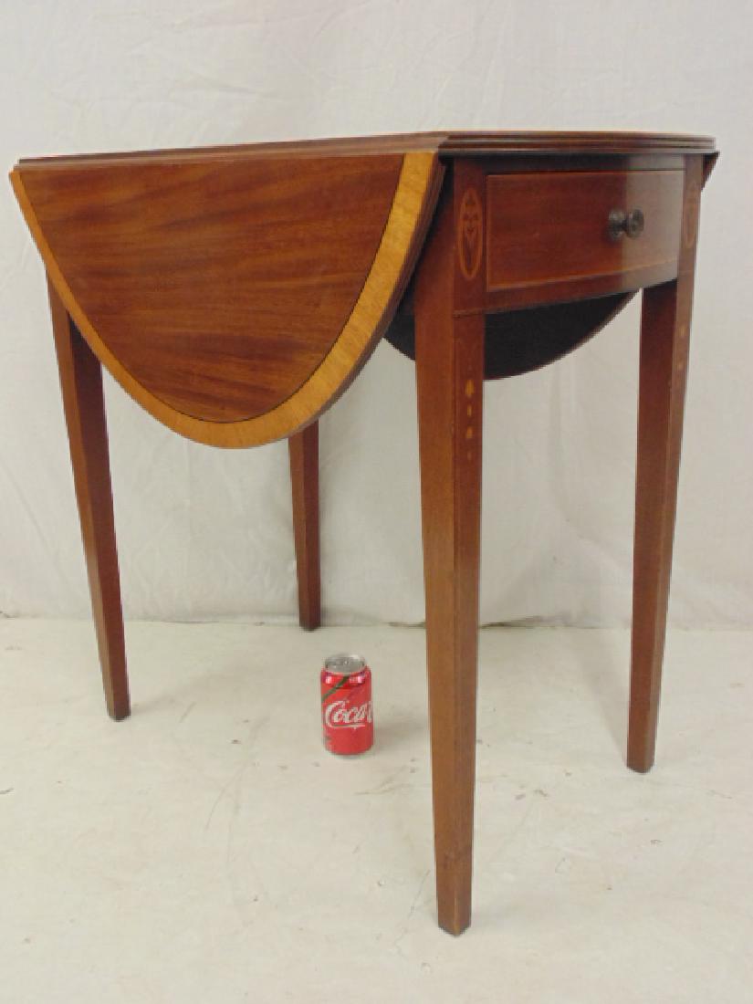 Small Inlaid Mahogany Drop Leaf Table With Drawer Top Apr 15
