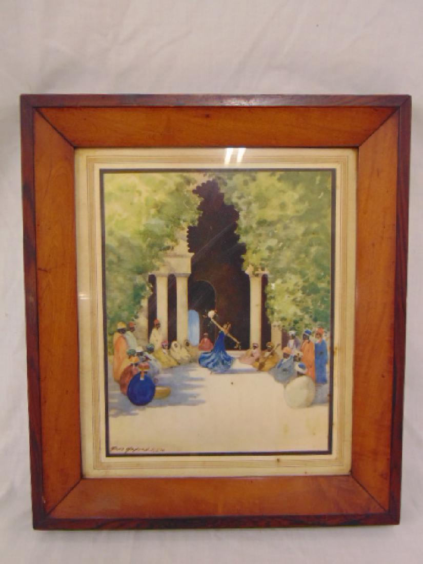 Hans Jacob Hansen watercolor, showing Middle Eastern,: Hans Jacob Hansen watercolor, showing Middle Eastern, Persian dancer, 10" by 7.75"