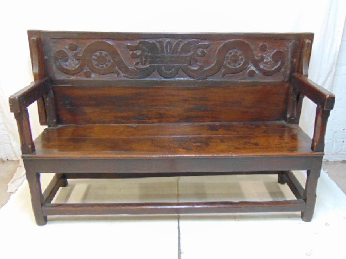Carved bench, table, 18th Century table Carved bench, table, 18th Century table