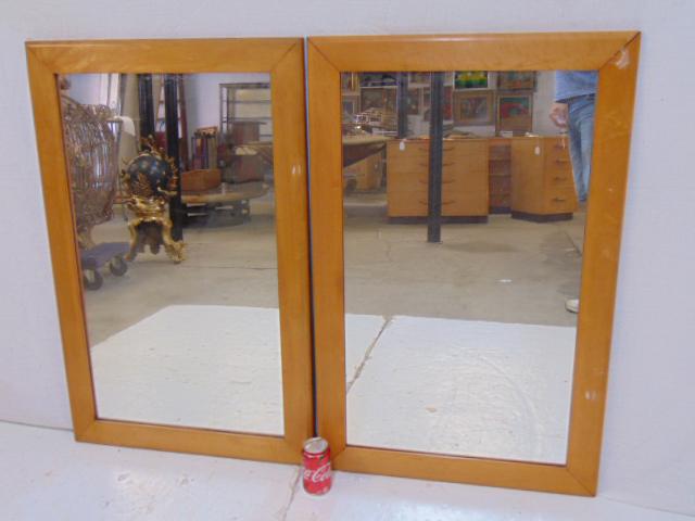 Pair Conant Ball maple framed mirrors, each mirror is: Pair Conant Ball maple framed mirrors, each mirror is 39" by 25"