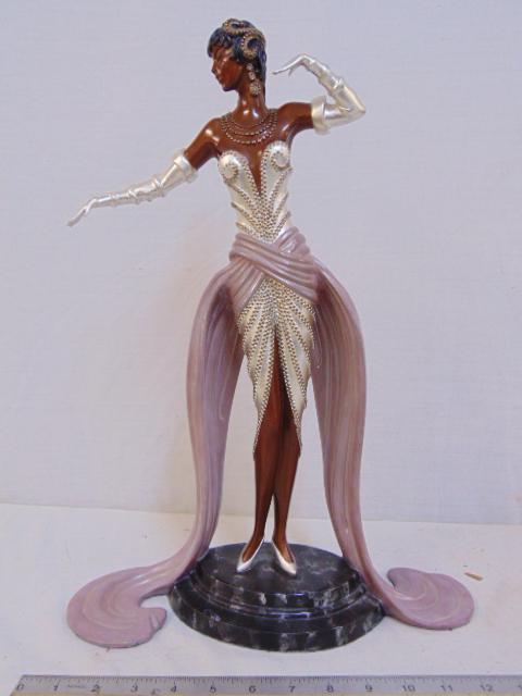 Erte bronze, "Belle du Bal" paint decorated figural: Erte bronze, "Belle du Bal" paint decorated figural bronze, signed, 86/500, Seven Arts LTD, London, height is 17.75"