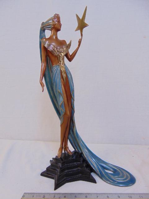 Erte bronze, "Astra", paint decorated figural deco: Erte bronze, "Astra", paint decorated figural deco styled bronze, signed 492/500, 1987, Seven Arts LTD. London, height is 19.25"