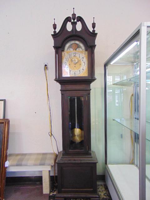 Herschede Hall Clock company tall clock, B. Altman: Herschede Hall Clock company tall clock, B. Altman mahogany tall case clock with chimes, 7 tubes, 3 weights.