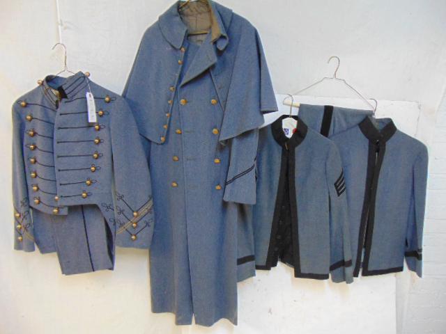5 pc USMA, West Point 1944 uniforms, wool, 2 pairs of: 5 pc USMA, West Point 1944 uniforms, wool, 2 pairs of pants, 1 overcoat, 3 jackets