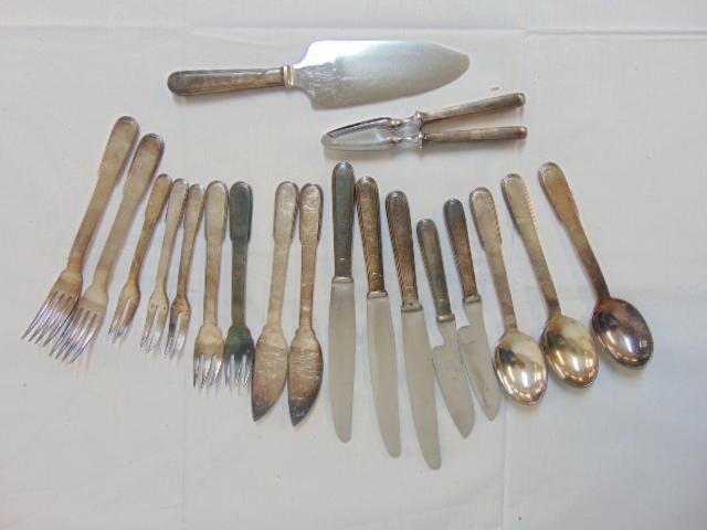 Lot Christofle silver-plate flatware, forks, knifes,: Lot Christofle silver-plate flatware, forks, knifes, nutcracker