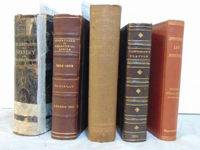African Explorers, book lot, "The Achievements of: African Explorers, book lot, "The Achievements of Stanley and Other African Explorers.", By Hon. J. T. Headley. Published by Hubbard Bros, Philadelphia, PA. 1878. Front cover is loose; "Explorations a
