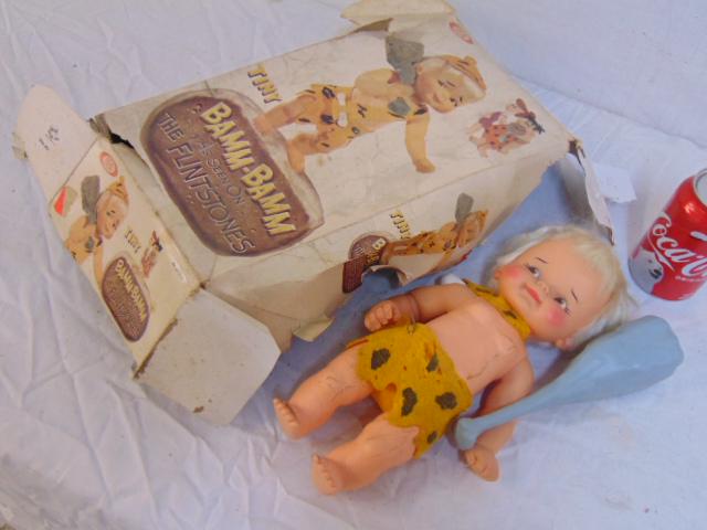 Bam-Bamm Flintstones doll in box, doll in used: Bam-Bamm Flintstones doll in box, doll in used condition, box is as is, ripped, by Ideal
