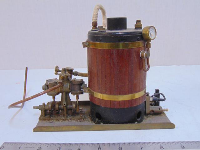 Boiler steam engine combo, for model ship, barrel: Boiler steam engine combo, for model ship, barrel shaped boiler with pressure gauge, no make