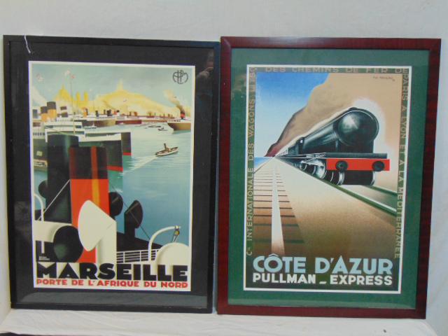 2 French travel posters, railway & steam ship, "Cote: 2 French travel posters, railway & steam ship, "Cote D'Azur Pullman Express" & "Marseille, Porte de L'Afrique du Nord", reprints
