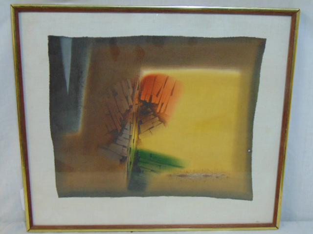 Painting, "Grey Wedge"", Hans Jaenisch, 13.5" by 16",: Painting, "Grey Wedge"", Hans Jaenisch, 13.5" by 16", painted on fabric, linen, Leonard Hutton Galleries label, 1963