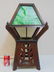Arts & crafts table lamp with panel shade, mission oak