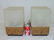 Pair Mid Century cork & glass table lamps, two square