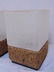 Pair Mid Century cork & glass table lamps, two square - 3
