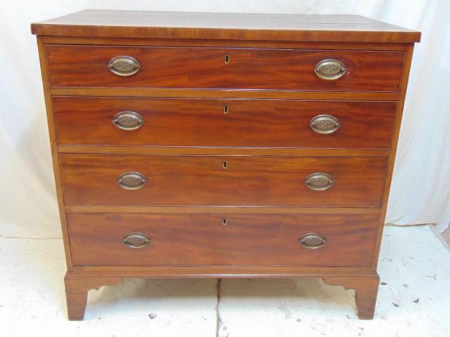 4 drawer mahogany Hepplewhite chest, chest is 41.5": 4 drawer mahogany Hepplewhite chest, chest is 41.5" wide, 23.5" deep & 39" tall.
