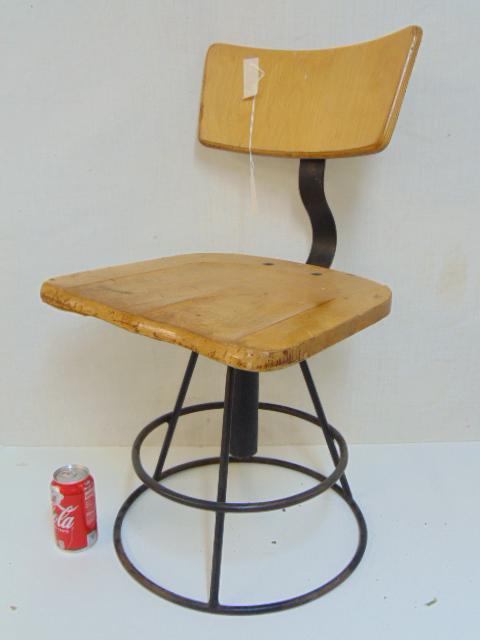 Karhu number 3 chair, Kirjopuu, Helsinki, Finland, wood: Karhu number 3 chair, Kirjopuu, Helsinki, Finland, wood and metal swivel stool