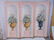 Decorative floral painted screen, 3 panel