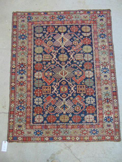 Caucasian scatter rug, red, blue & beige, size is 4'11" (1 of 5)