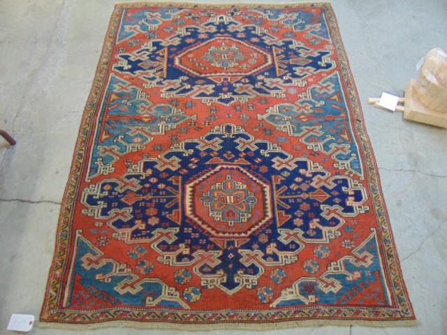 Heriz carpet, blue & red, rug is 6'4" by 4'9" (1 of 5)