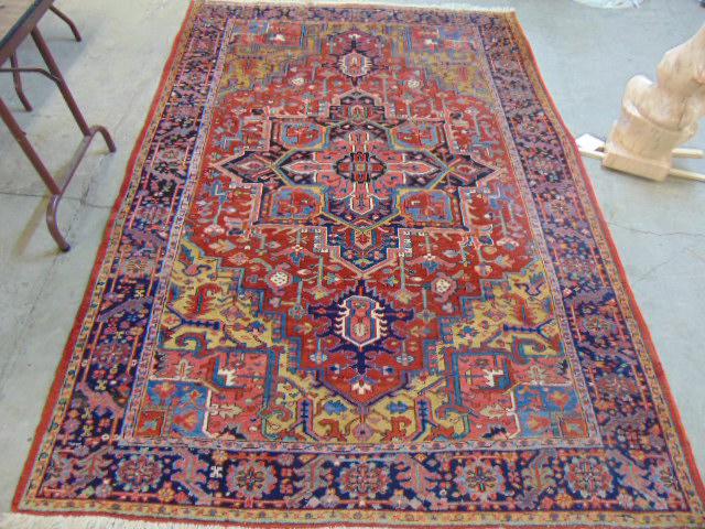 Persian carpet, red & blue, center medallion, rug is (1 of 5)