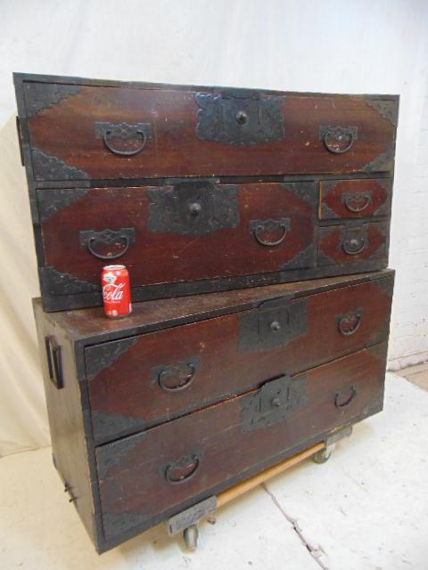 2  19th C. Japanese tansu chests, iron bound tansu or (1 of 6)